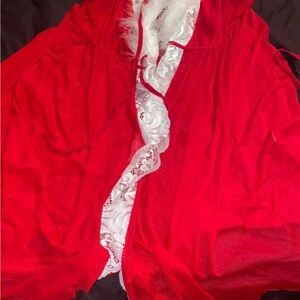 Elegant Red Lace Trimmed Robe